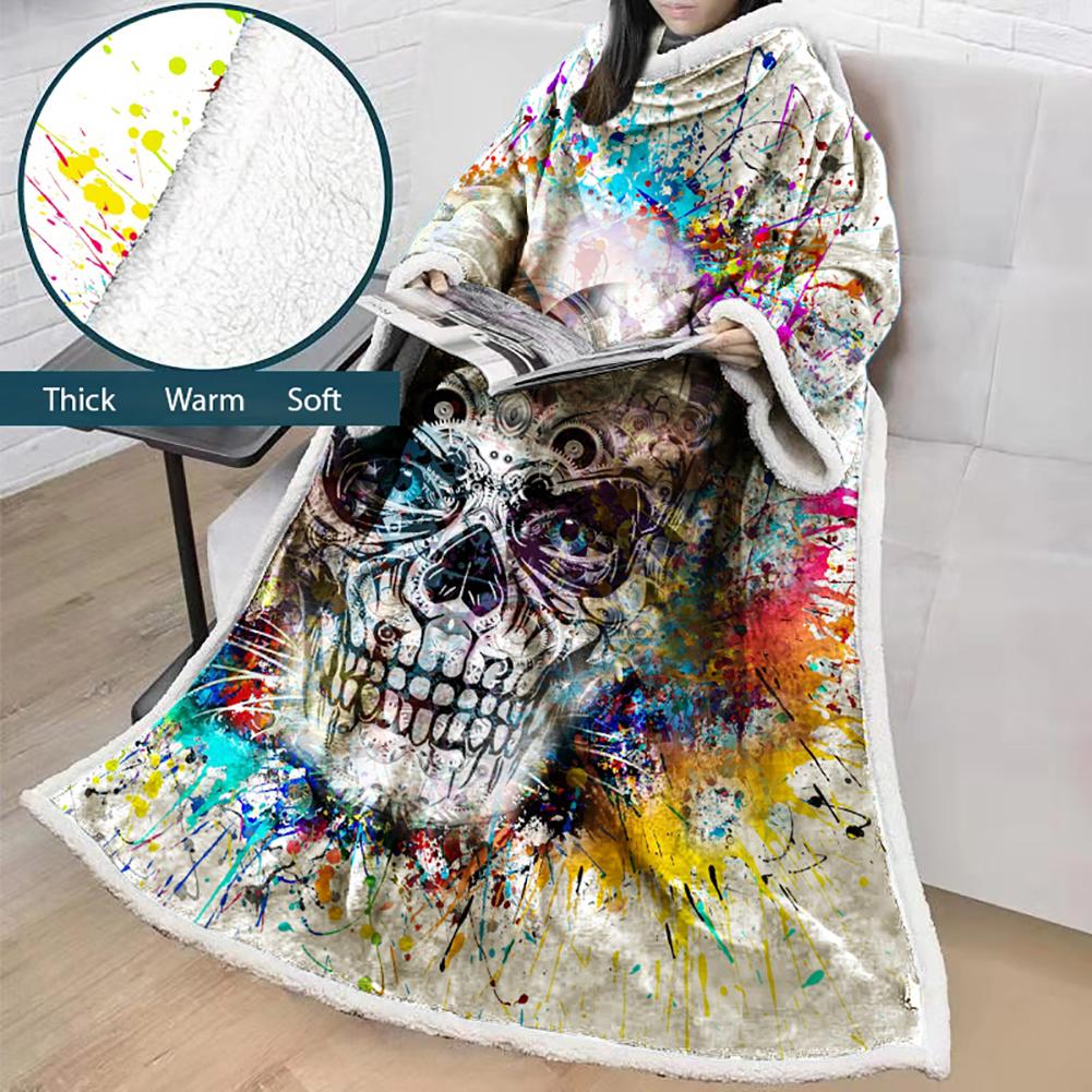 3D Digital Fashion Printed Blanket With Sleeves-Graffiti Blanket Robe