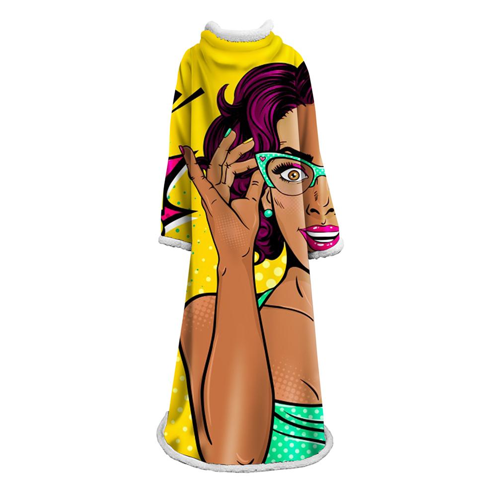 3D Digital Fashion Printed Blanket With Sleeves-Graffiti Blanket Robe