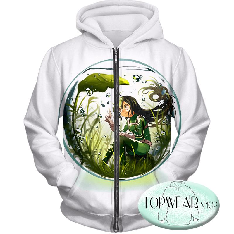 My Hero Academia Hoodies - Amazing Rainy Season Hero Froppy Asui Zip Up Hoodie