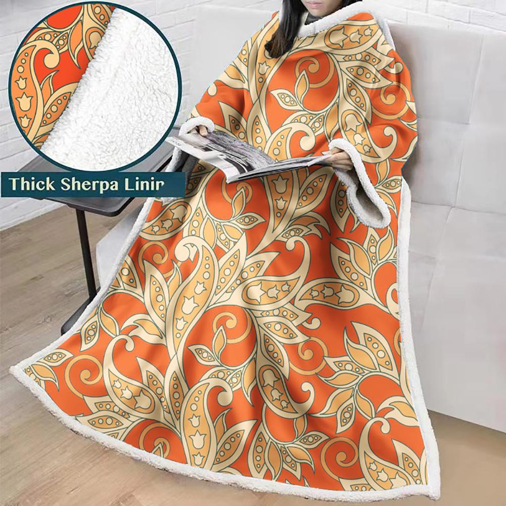3D Digital Printed Blanket With Sleeves-Geometric Designs Blanket Robe
