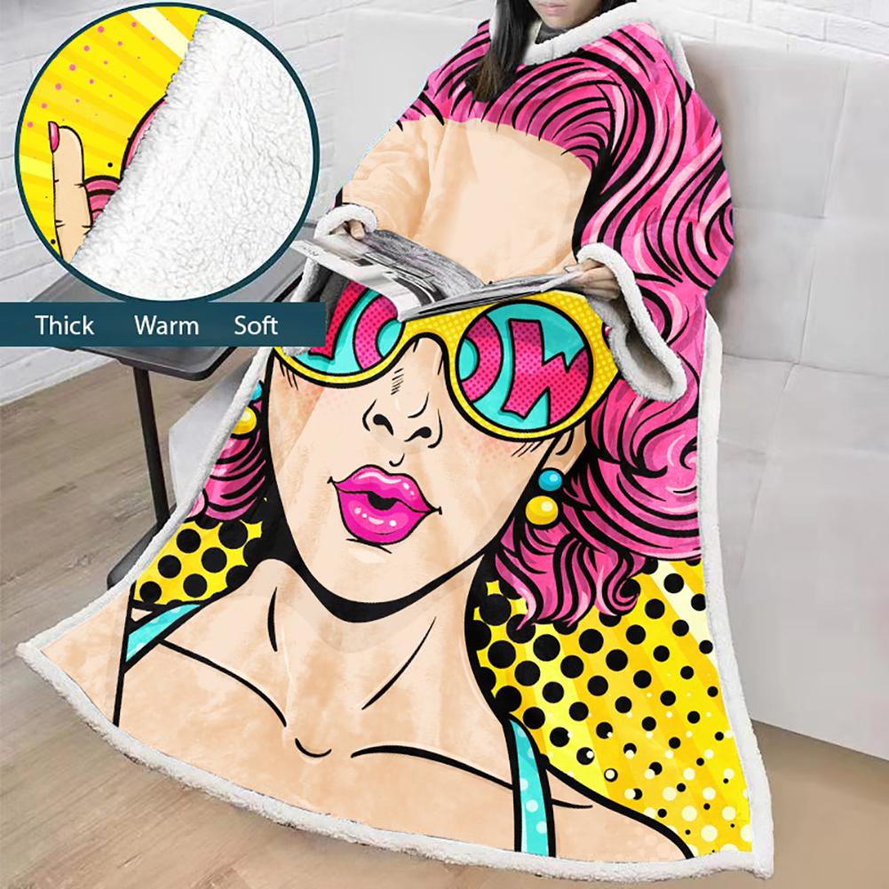 3D Digital Fashion Printed Blanket With Sleeves-Graffiti Blanket Robe