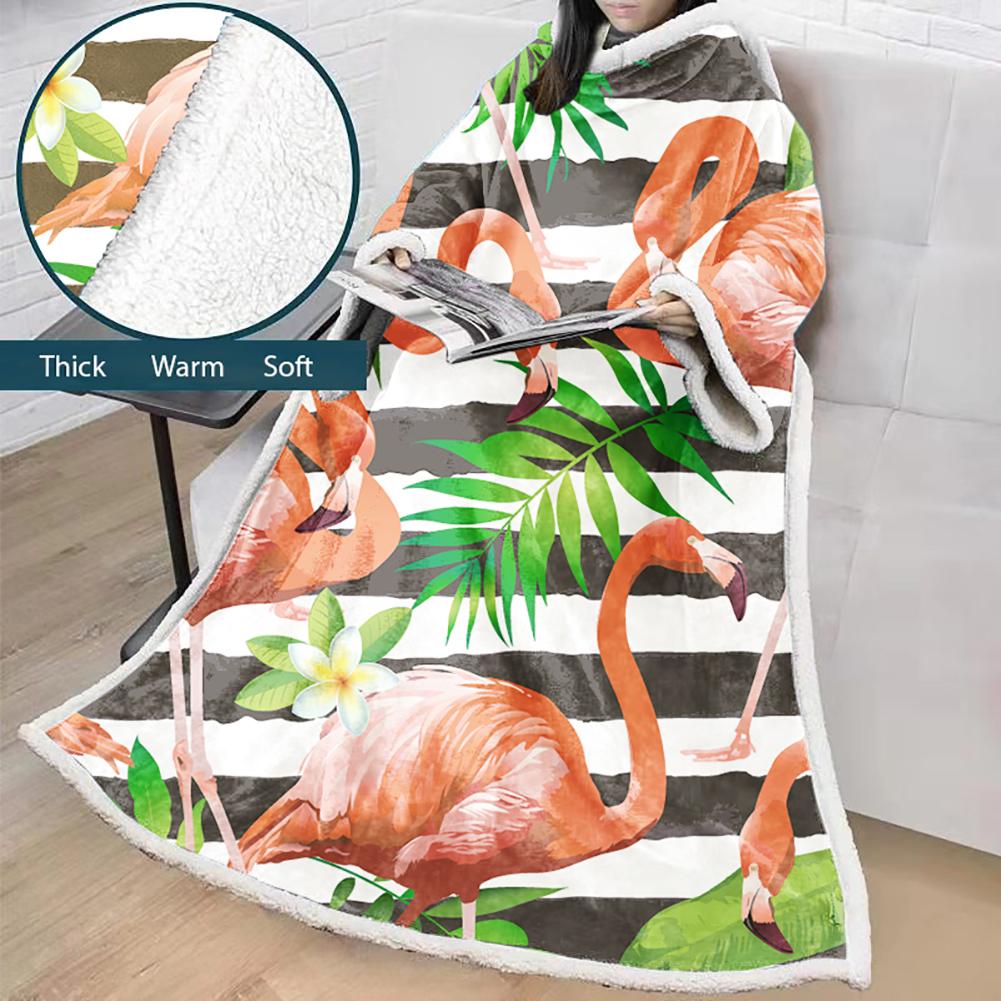 Flamingo Blanket With Sleeves-3D Digital Printed Blanket Robe