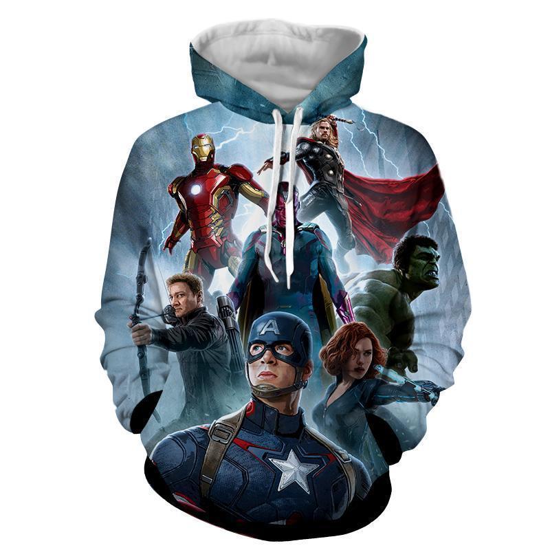 The Avengers Iron Man Captain America Hulk & All Other Hoodies - Pullover Blue Hoodie