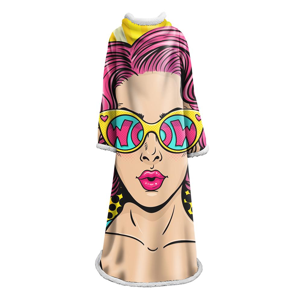 3D Digital Fashion Printed Blanket With Sleeves-Graffiti Blanket Robe