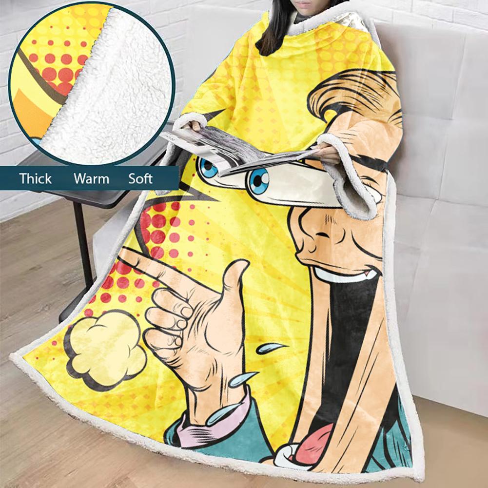 3D Digital Fashion Printed Blanket With Sleeves-Graffiti Blanket Robe