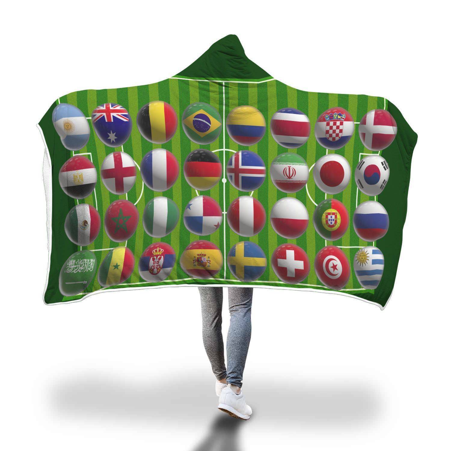 World Cup Footy Hooded Blanket - Green Blanket