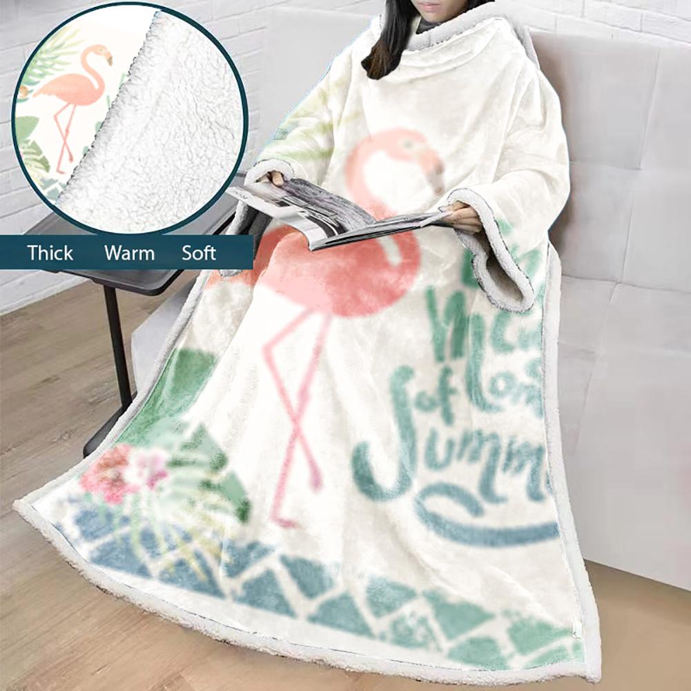 Flamingo Blanket With Sleeves-3D Digital Printed Blanket Robe