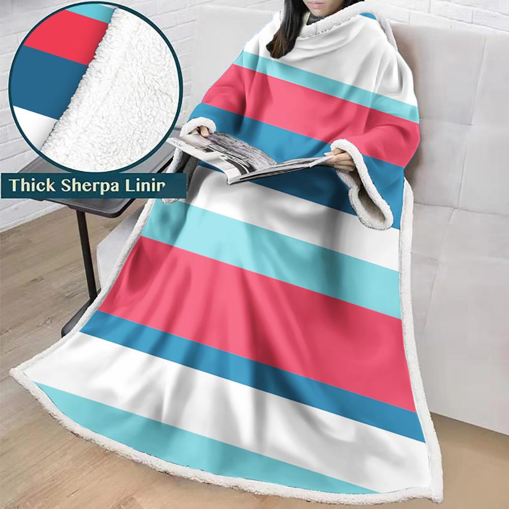 3D Digital Printed Blanket With Sleeves-Geometric Designs Blanket Robe