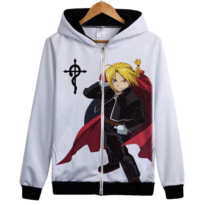 Fullmetal Alchemist Hoodies - Zip Up Printed Edward Elric Hoodie