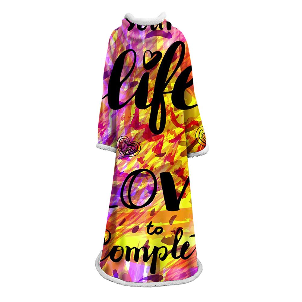 3D Digital Fashion Printed Blanket With Sleeves-Graffiti Blanket Robe