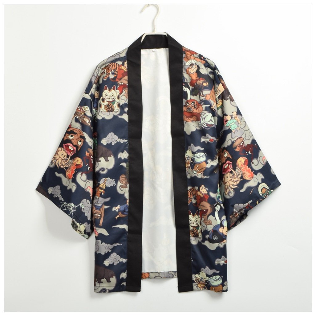 Japanese Kimono Jacket Yukata Unisex Cardgain Short Outwear Coat