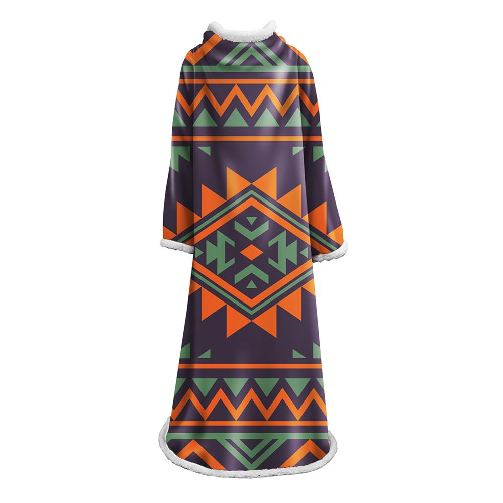 3D Digital Printed Blanket With Sleeves-Geometric Designs Blanket Robe