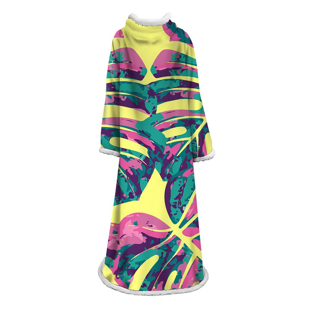 3D Digital Printed Plants Blanket With Sleeves-Leaves Blanket Robe