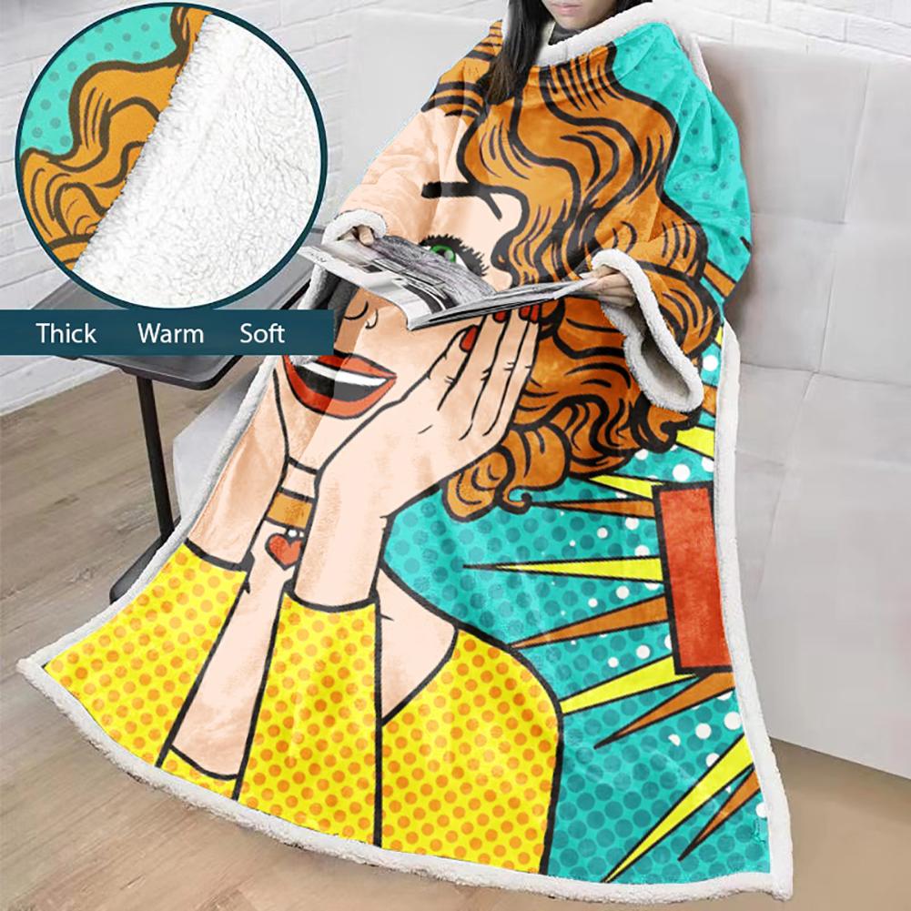 3D Digital Fashion Printed Blanket With Sleeves-Graffiti Blanket Robe
