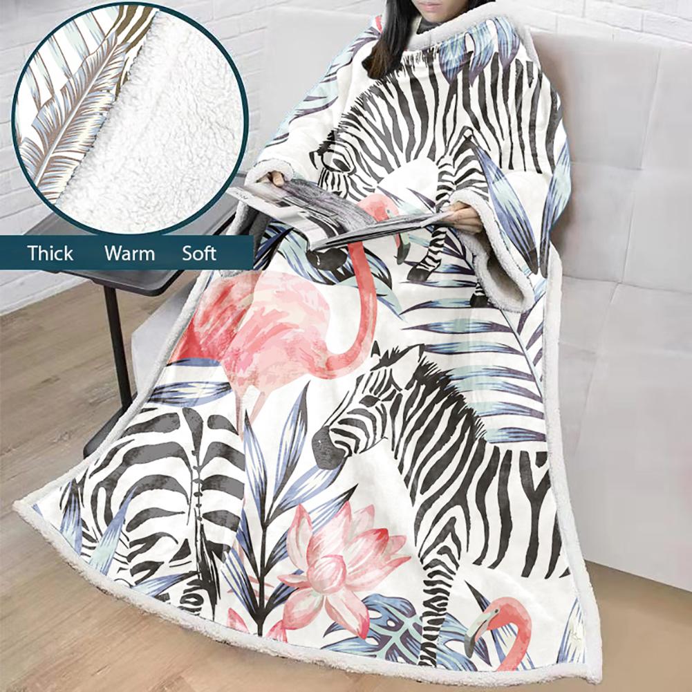 Flamingo Blanket With Sleeves-3D Digital Printed Blanket Robe