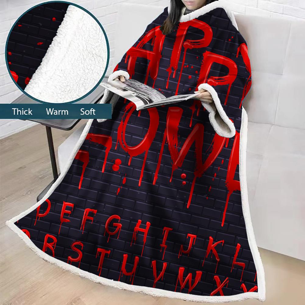 3D Digital Printed Blanket With Sleeves-Blanket Robe Halloween Party