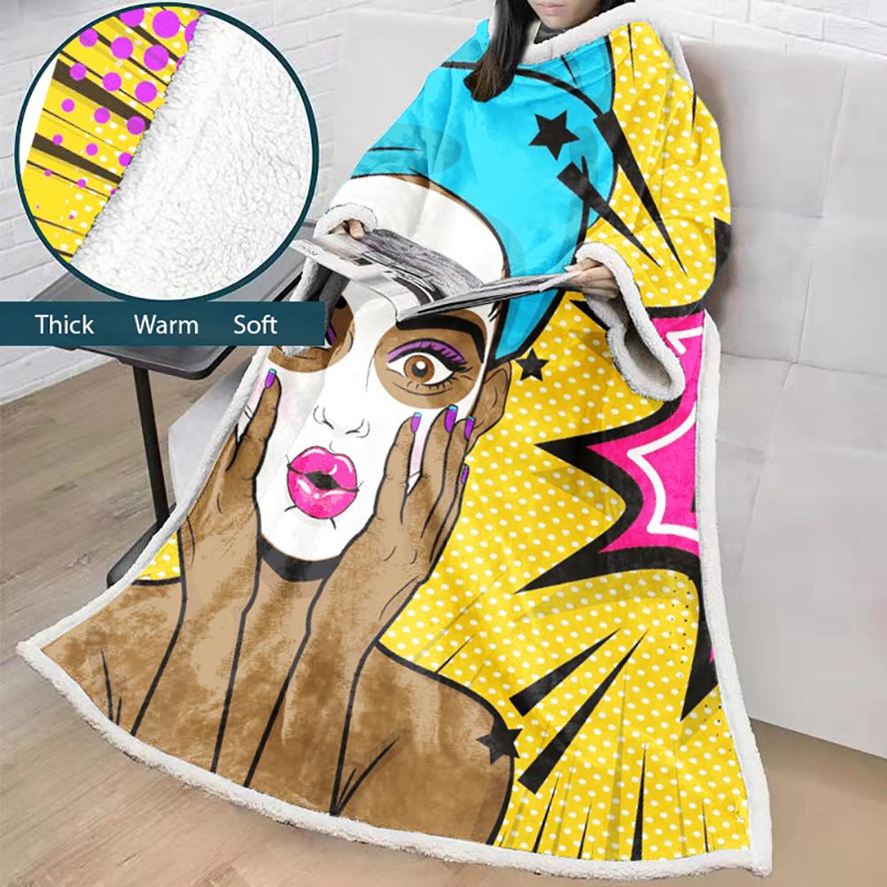 3D Digital Fashion Printed Blanket With Sleeves-Graffiti Blanket Robe
