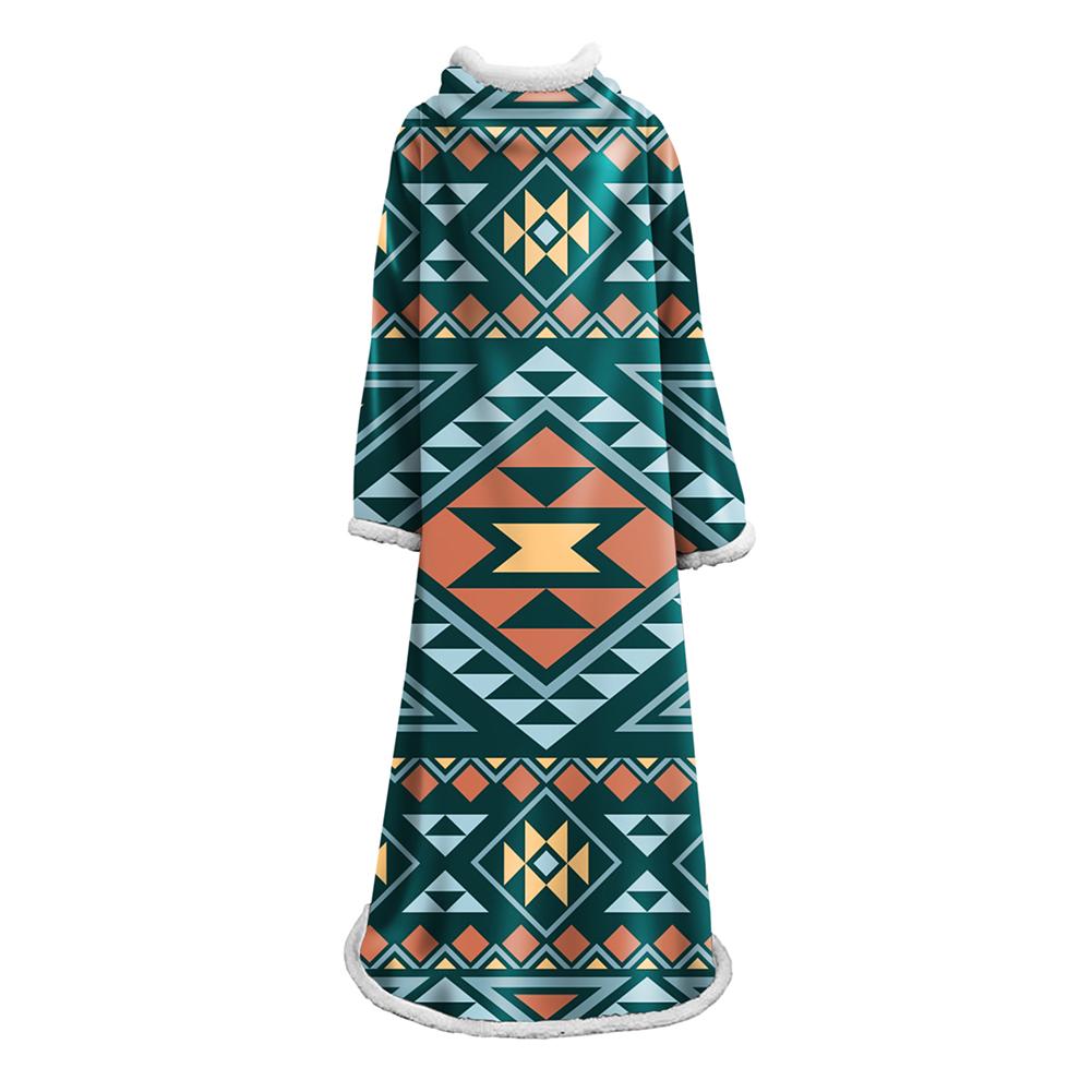 3D Digital Printed Blanket With Sleeves-Geometric Designs Blanket Robe