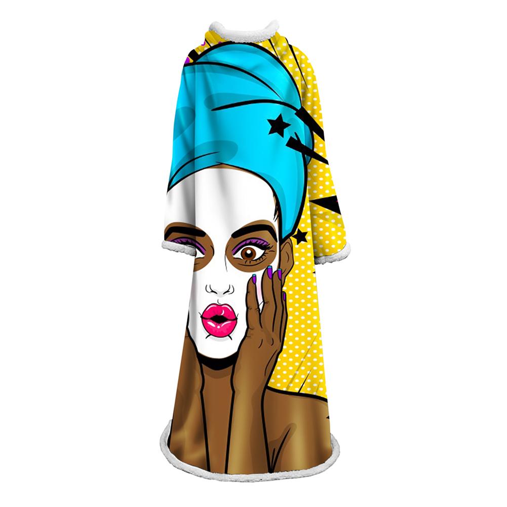 3D Digital Fashion Printed Blanket With Sleeves-Graffiti Blanket Robe