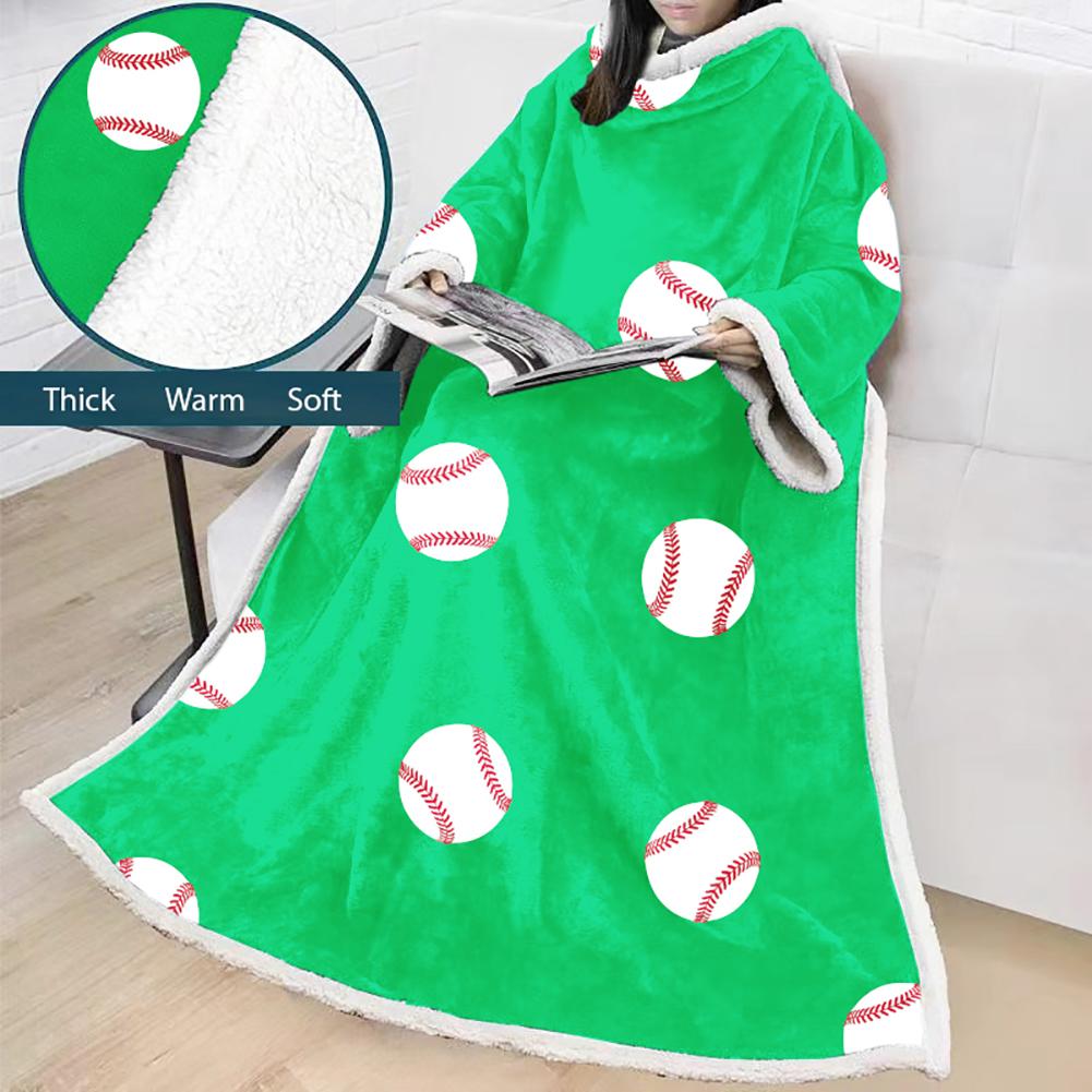 3D Digital Printed Sports Blanket With Sleeves-Baseball Blanket Robe