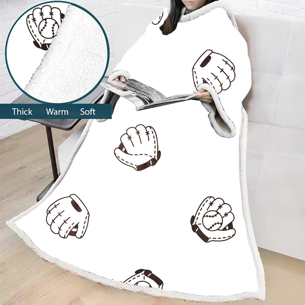 3D Digital Printed Sports Blanket With Sleeves-Baseball Blanket Robe