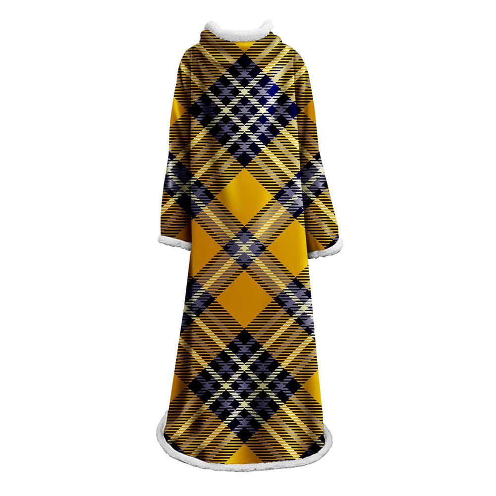 3D Digital Printed Plaid Blanket Robe -Blanket With Sleeves