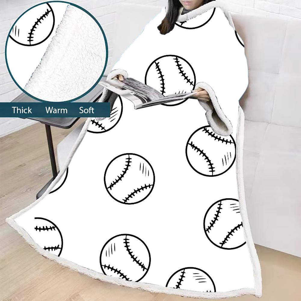 3D Digital Printed Sports Blanket With Sleeves-Baseball Blanket Robe
