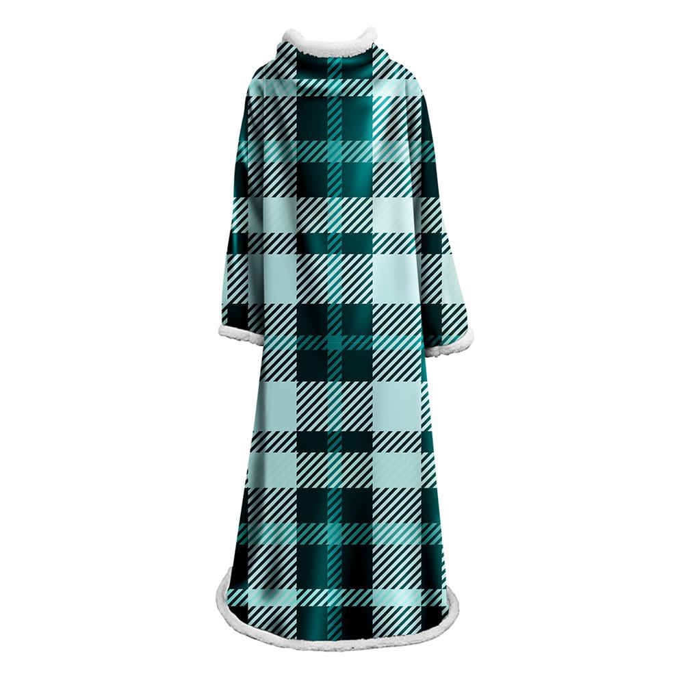 3D Digital Printed Plaid Blanket Robe -Blanket With Sleeves