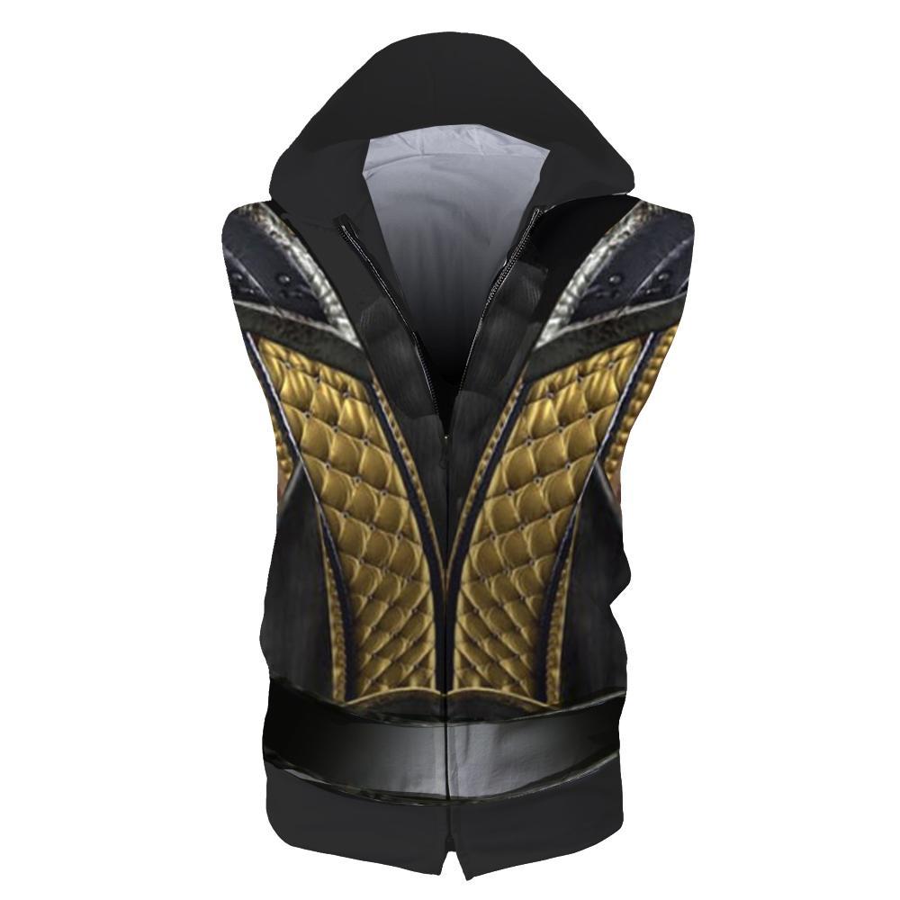 Mortal Kombat Hoodie - Zip Up Scorpion Sleeveless Hoodie