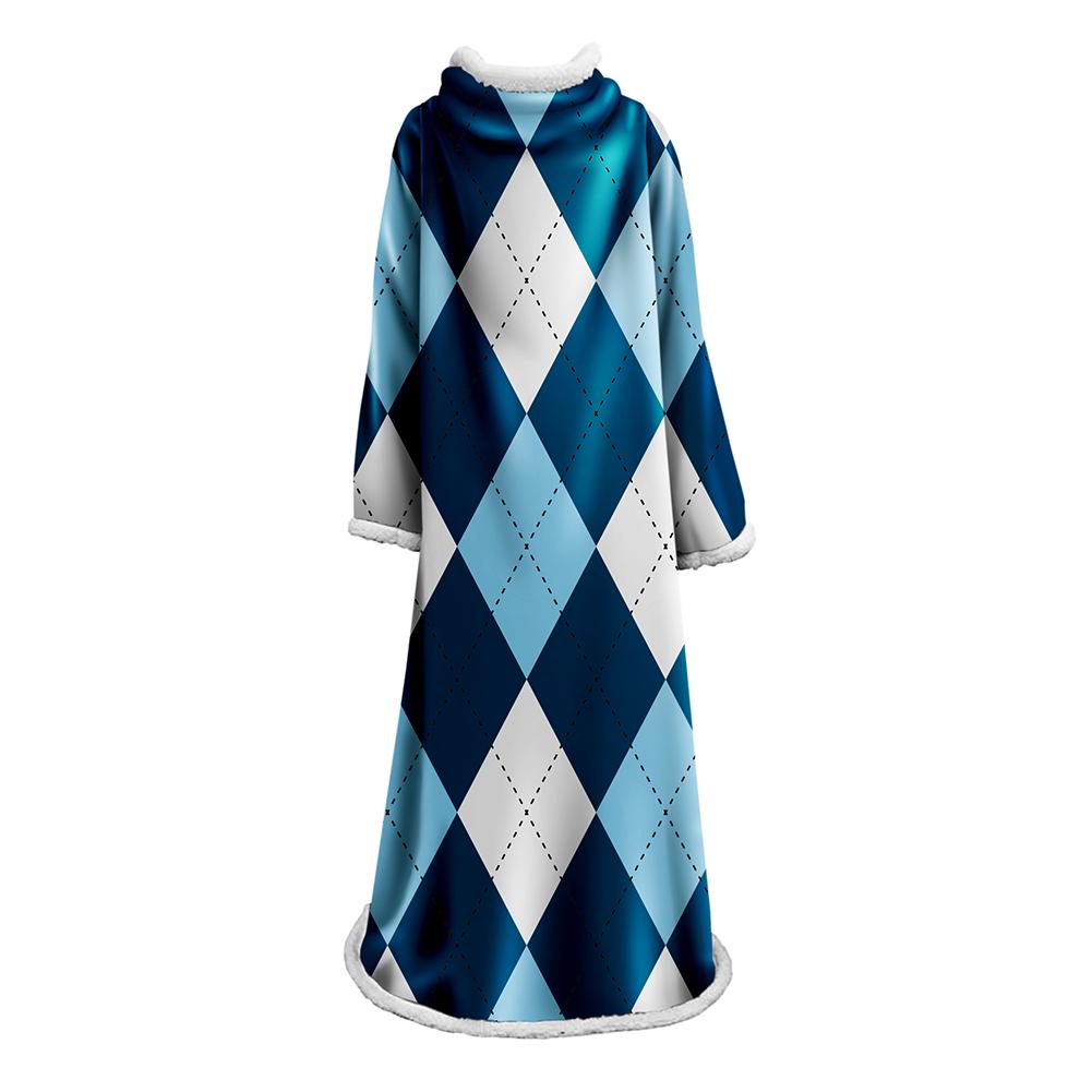 3D Digital Printed Plaid Blanket Robe -Blanket With Sleeves