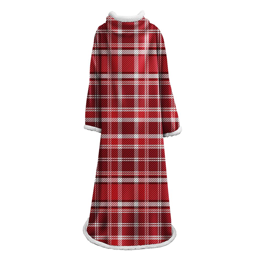 3D Digital Printed Plaid Blanket Robe -Blanket With Sleeves