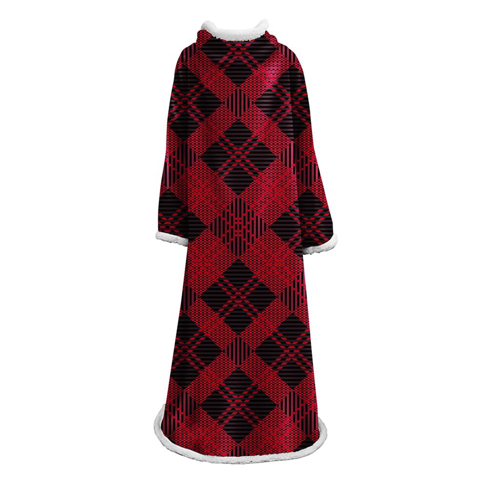3D Digital Printed Plaid Blanket Robe -Blanket With Sleeves