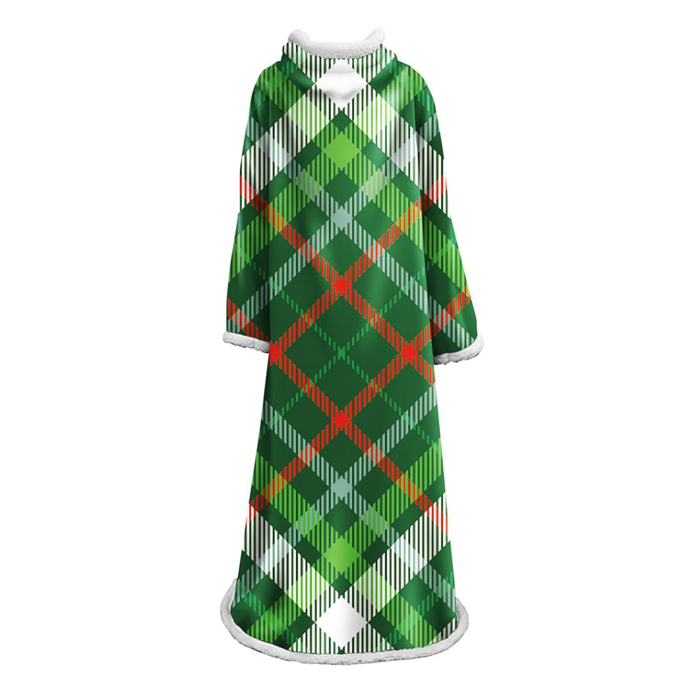 3D Digital Printed Plaid Blanket Robe -Blanket With Sleeves