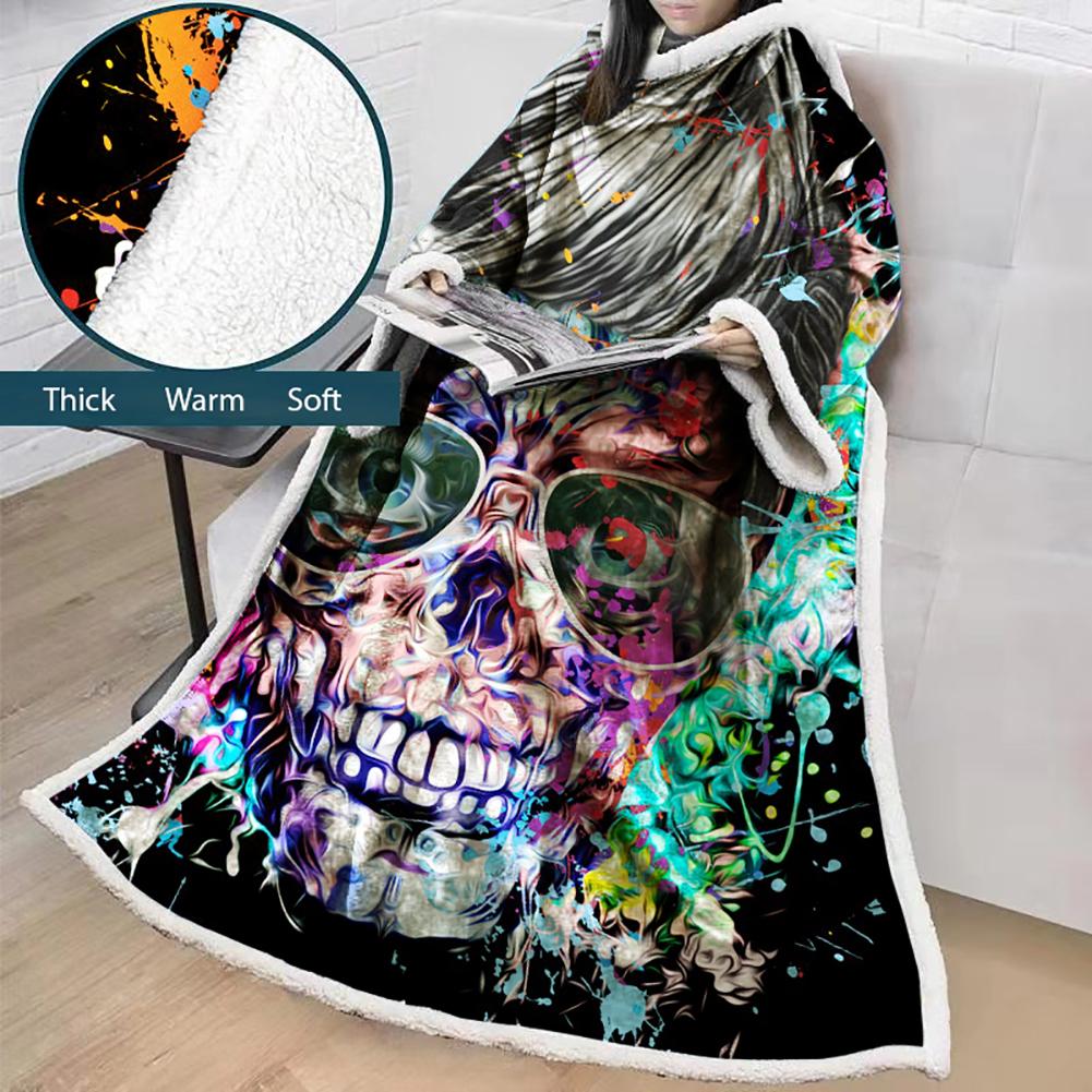 3D Digital Fashion Printed Blanket With Sleeves-Graffiti Blanket Robe