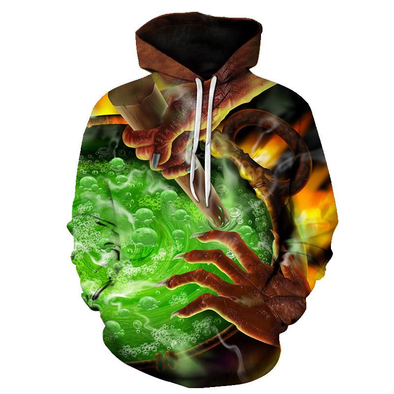 Devil 3D Print Halloween Green potion Hoodie