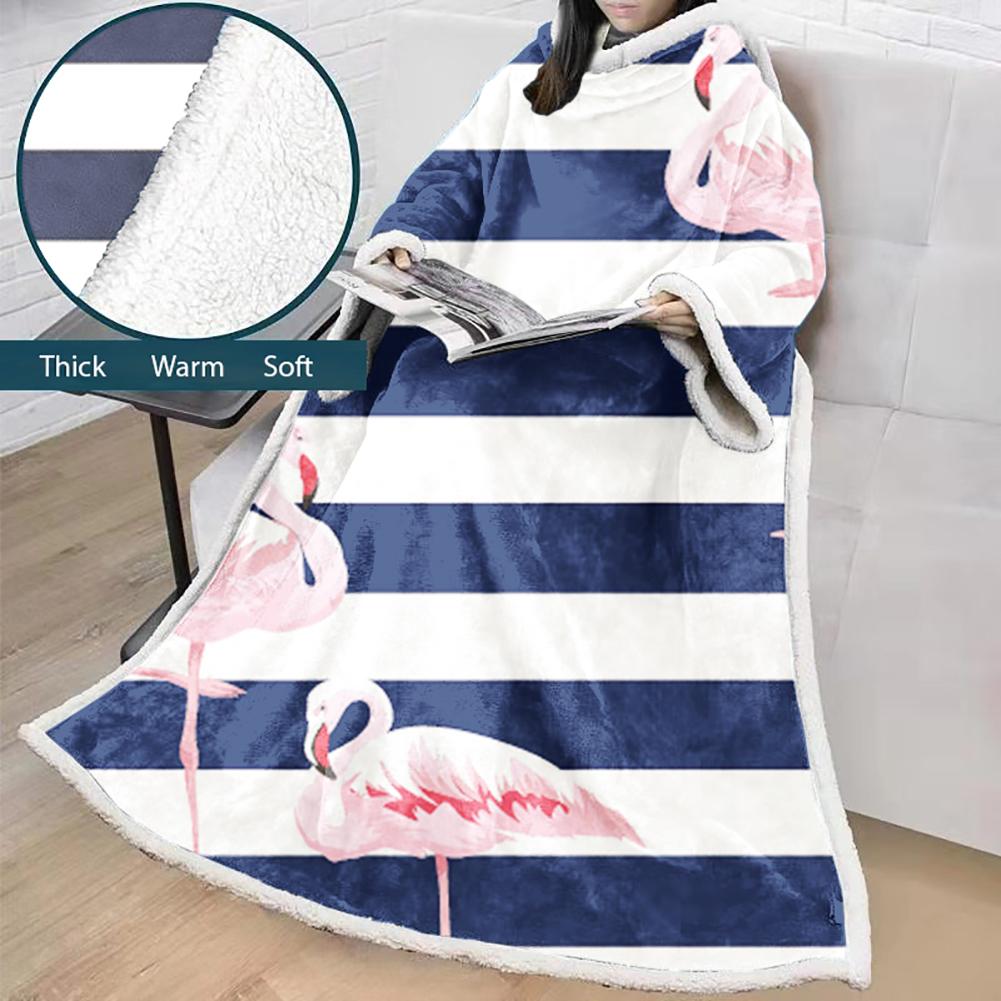 Flamingo Blanket With Sleeves-3D Digital Printed Blanket Robe