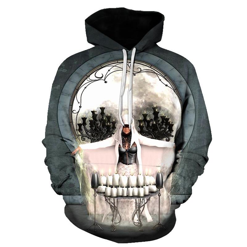 Halloween Devil White Skull 3D Printed Hoodie