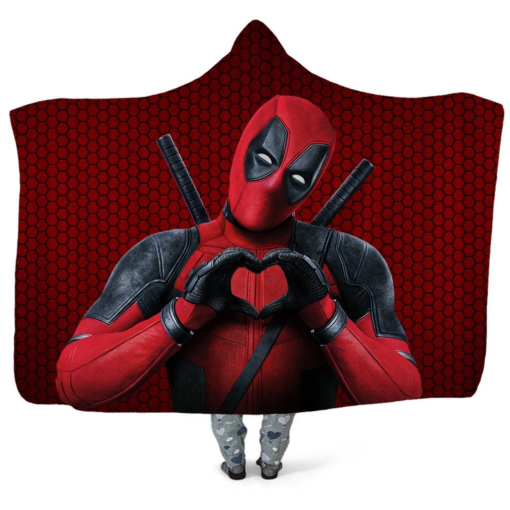 Deadpool Hooded Blanket - Love Gesture Red Blanket