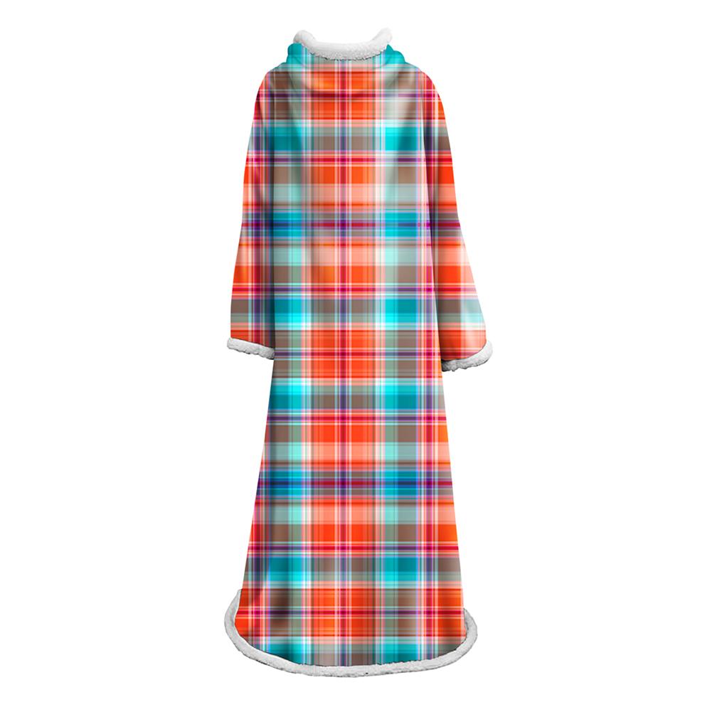 3D Digital Printed Plaid Blanket Robe -Blanket With Sleeves