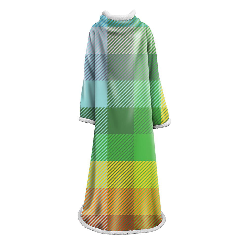 3D Digital Printed Plaid Blanket Robe -Blanket With Sleeves