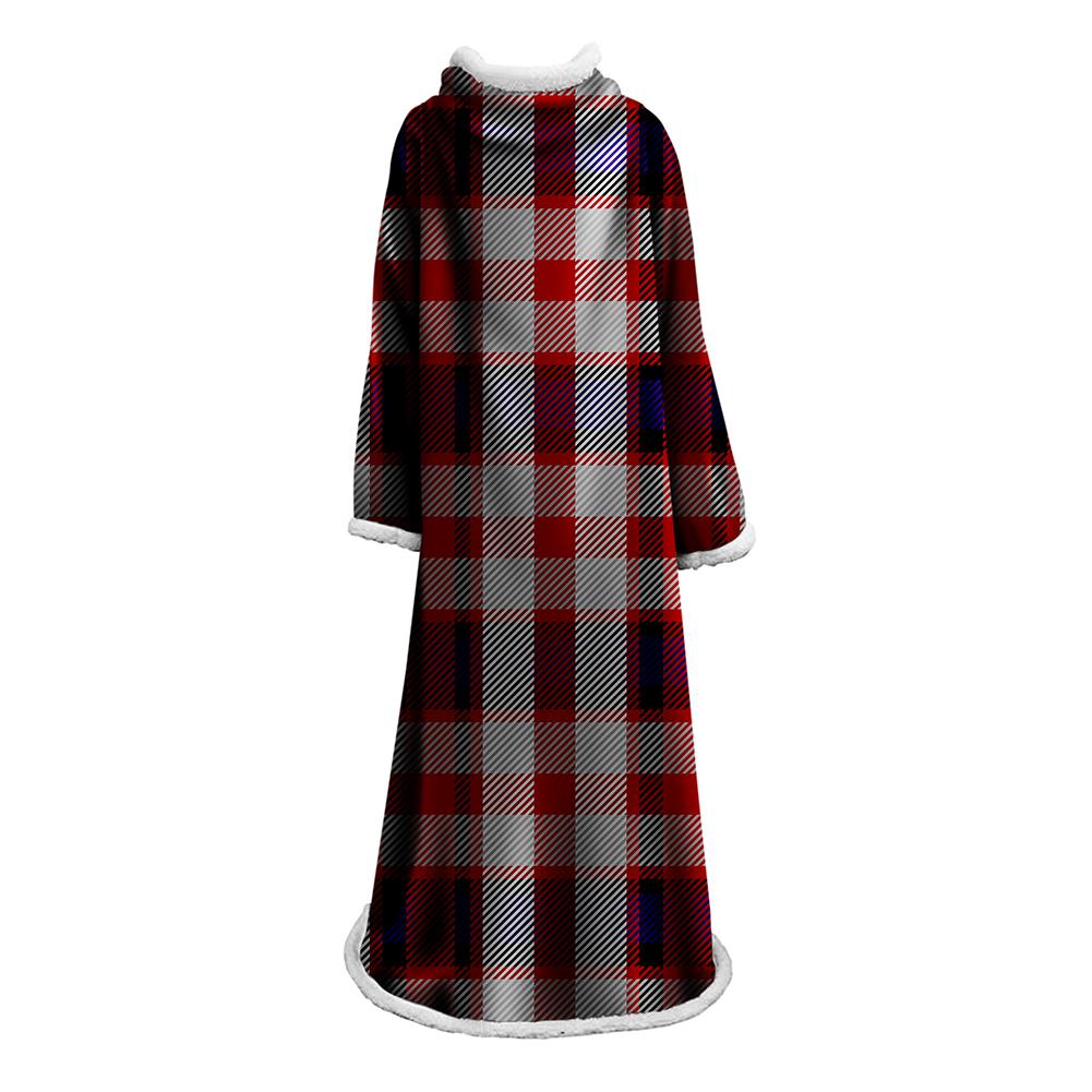 3D Digital Printed Plaid Blanket Robe -Blanket With Sleeves