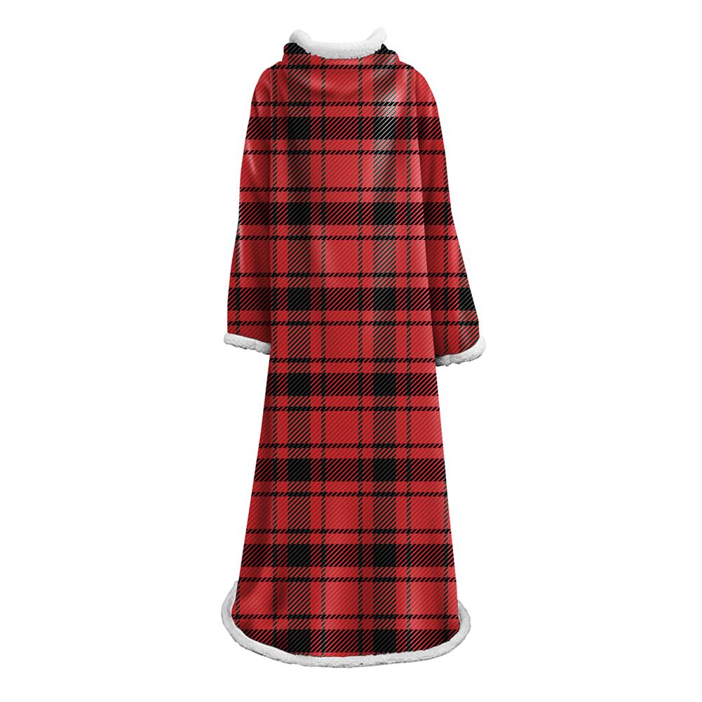 3D Digital Printed Plaid Blanket Robe -Blanket With Sleeves