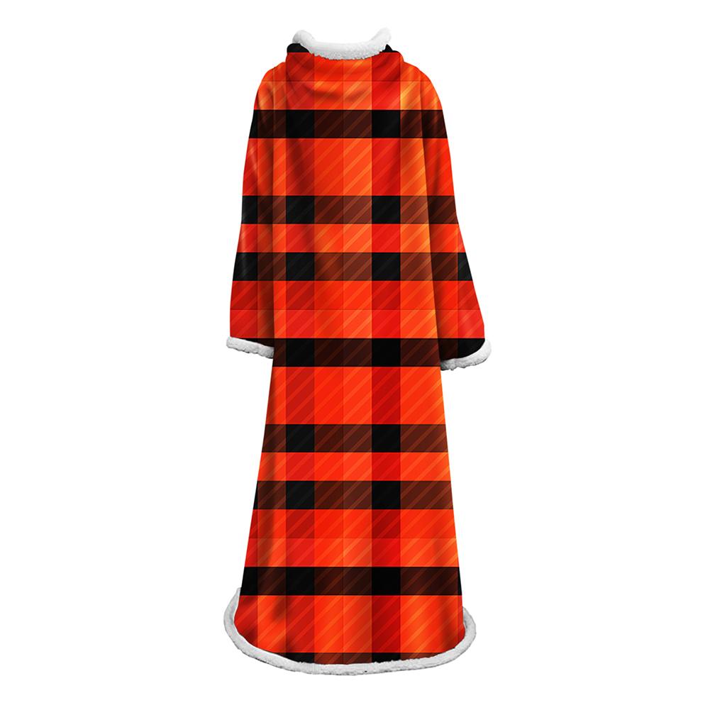 3D Digital Printed Plaid Blanket Robe -Blanket With Sleeves
