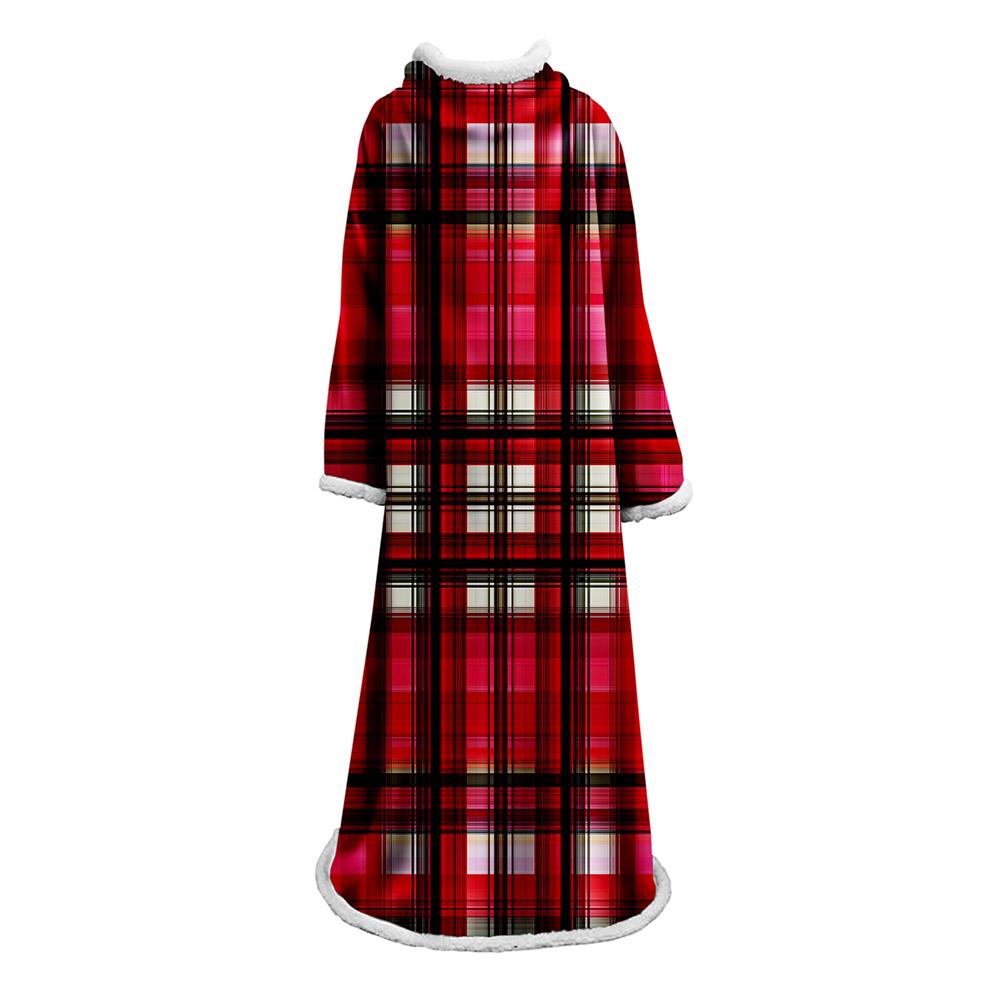 3D Digital Printed Plaid Blanket Robe -Blanket With Sleeves