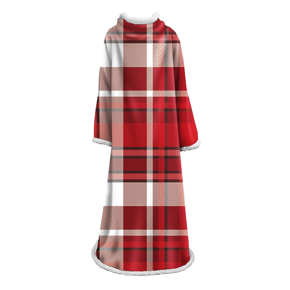 3D Digital Printed Plaid Blanket Robe -Blanket With Sleeves