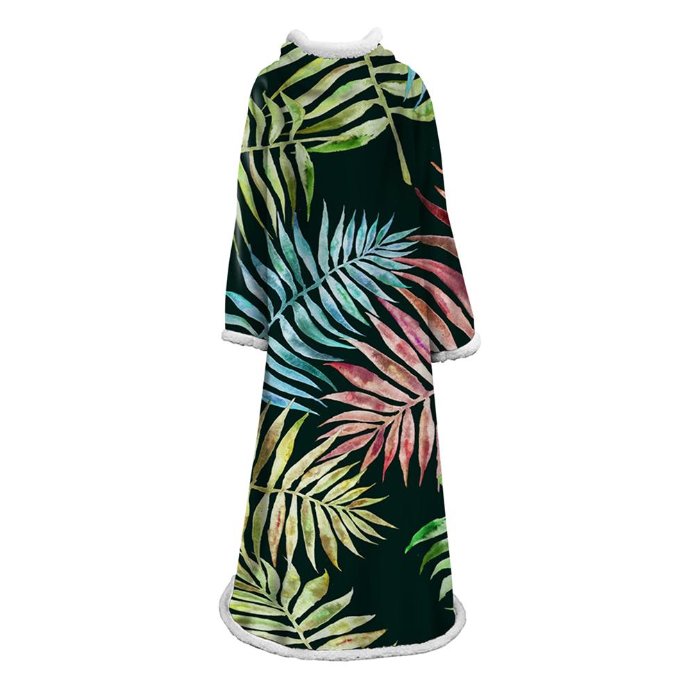 3D Digital Printed Plants Blanket With Sleeves-Leaves Blanket Robe
