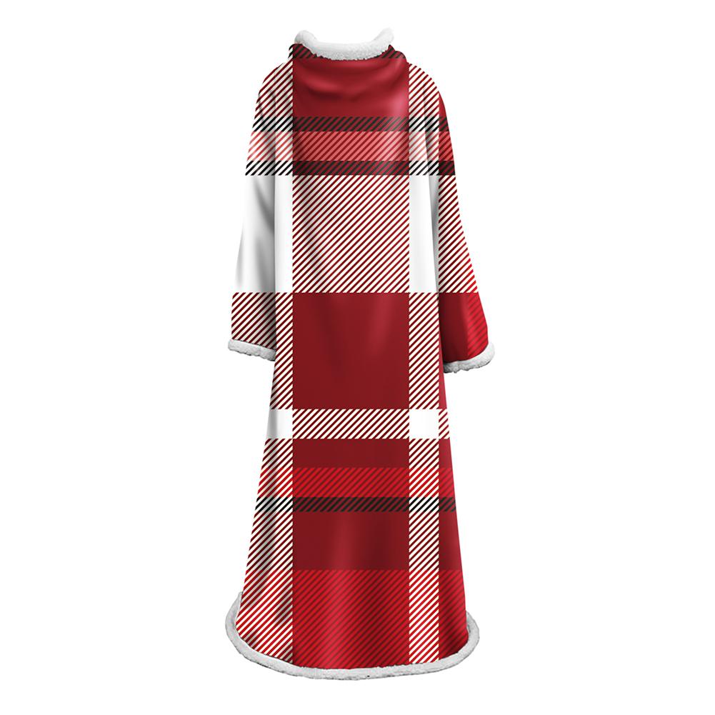 3D Digital Printed Plaid Blanket Robe -Blanket With Sleeves
