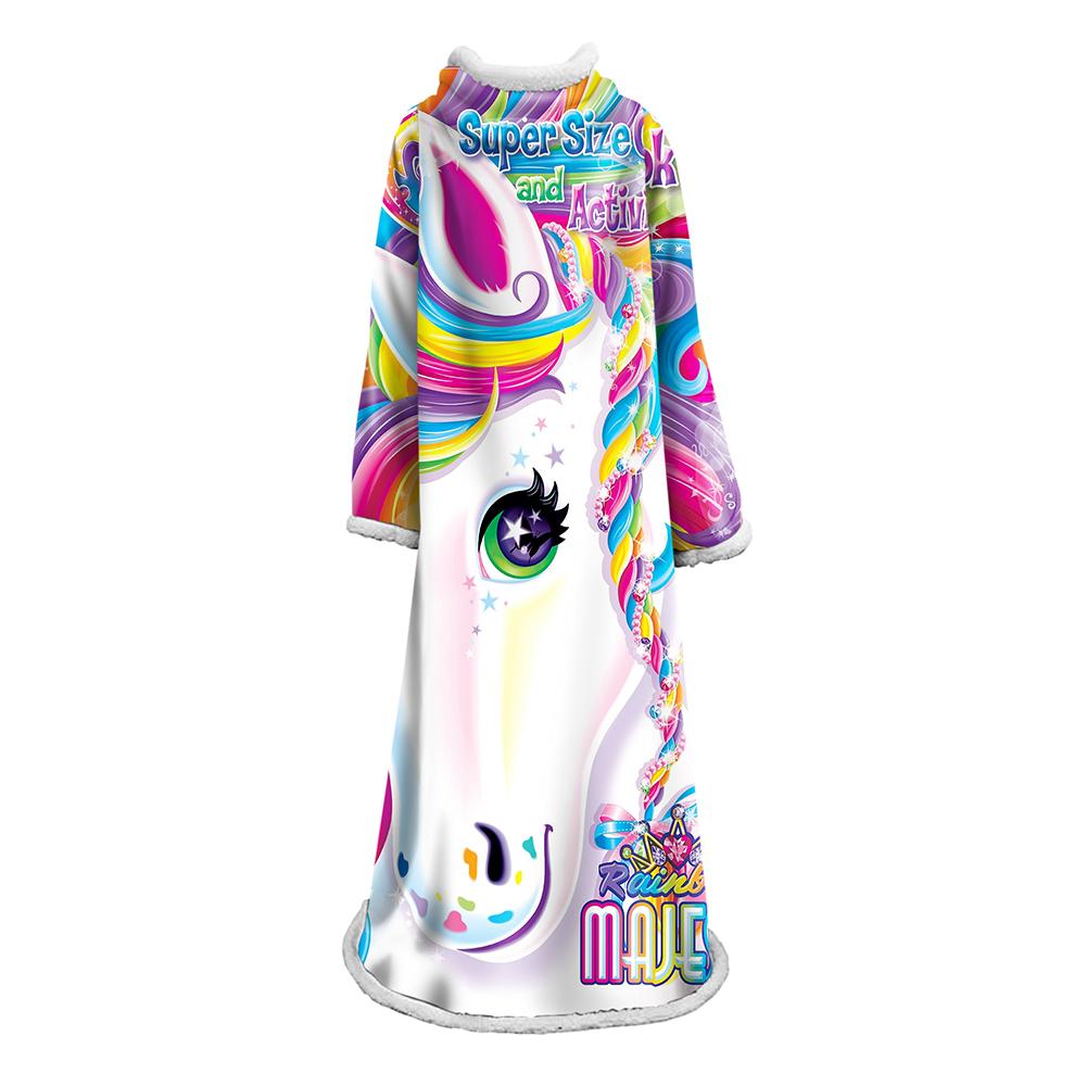3D Digital Printed Blanket With Sleeves-Unicorn Cartoon Blanket Robe