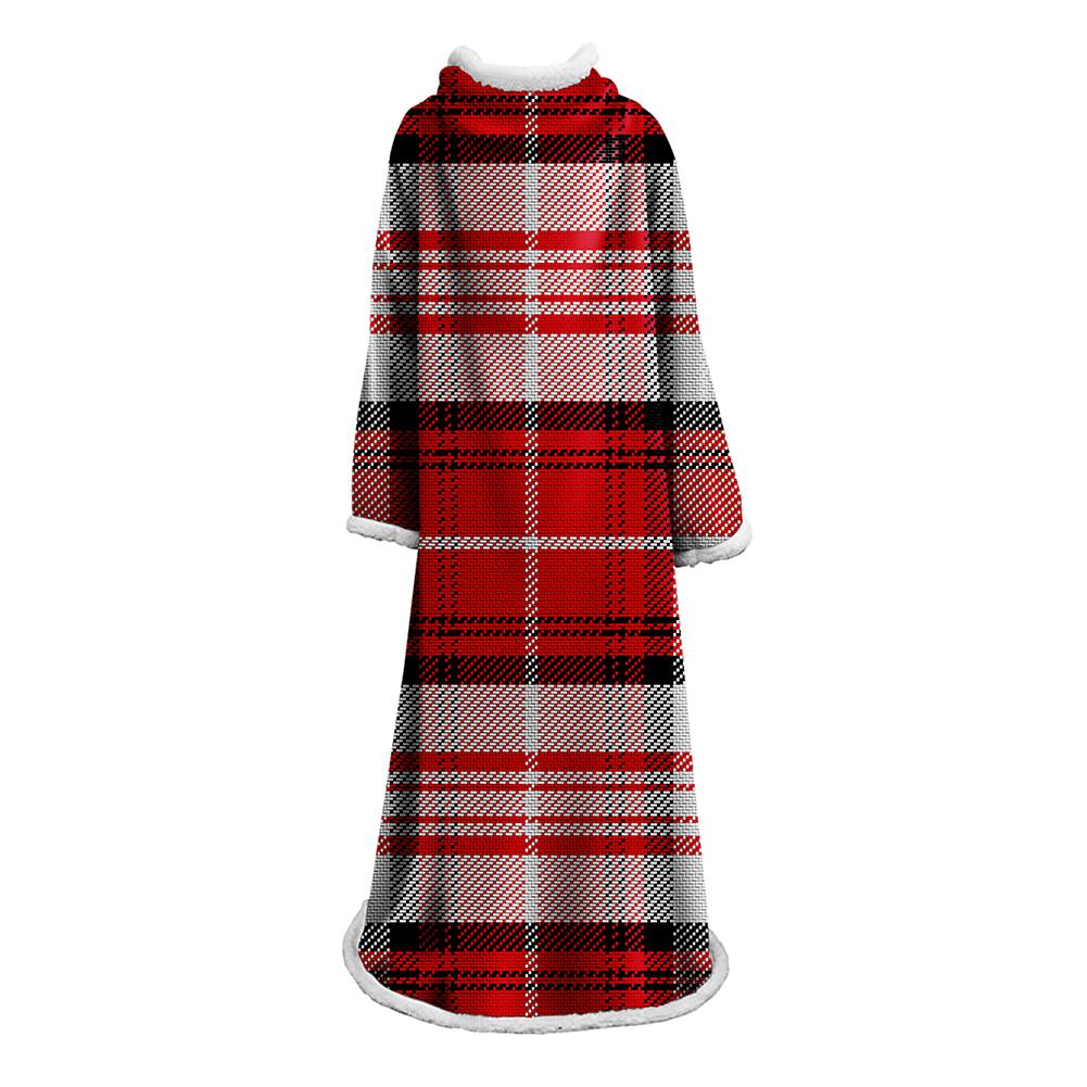 3D Digital Printed Plaid Blanket Robe -Blanket With Sleeves