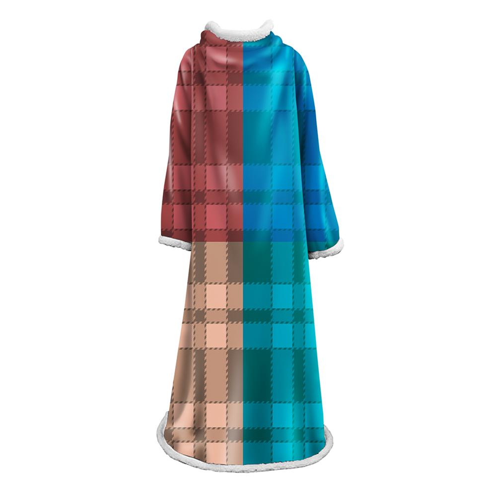 3D Digital Printed Plaid Blanket Robe -Blanket With Sleeves